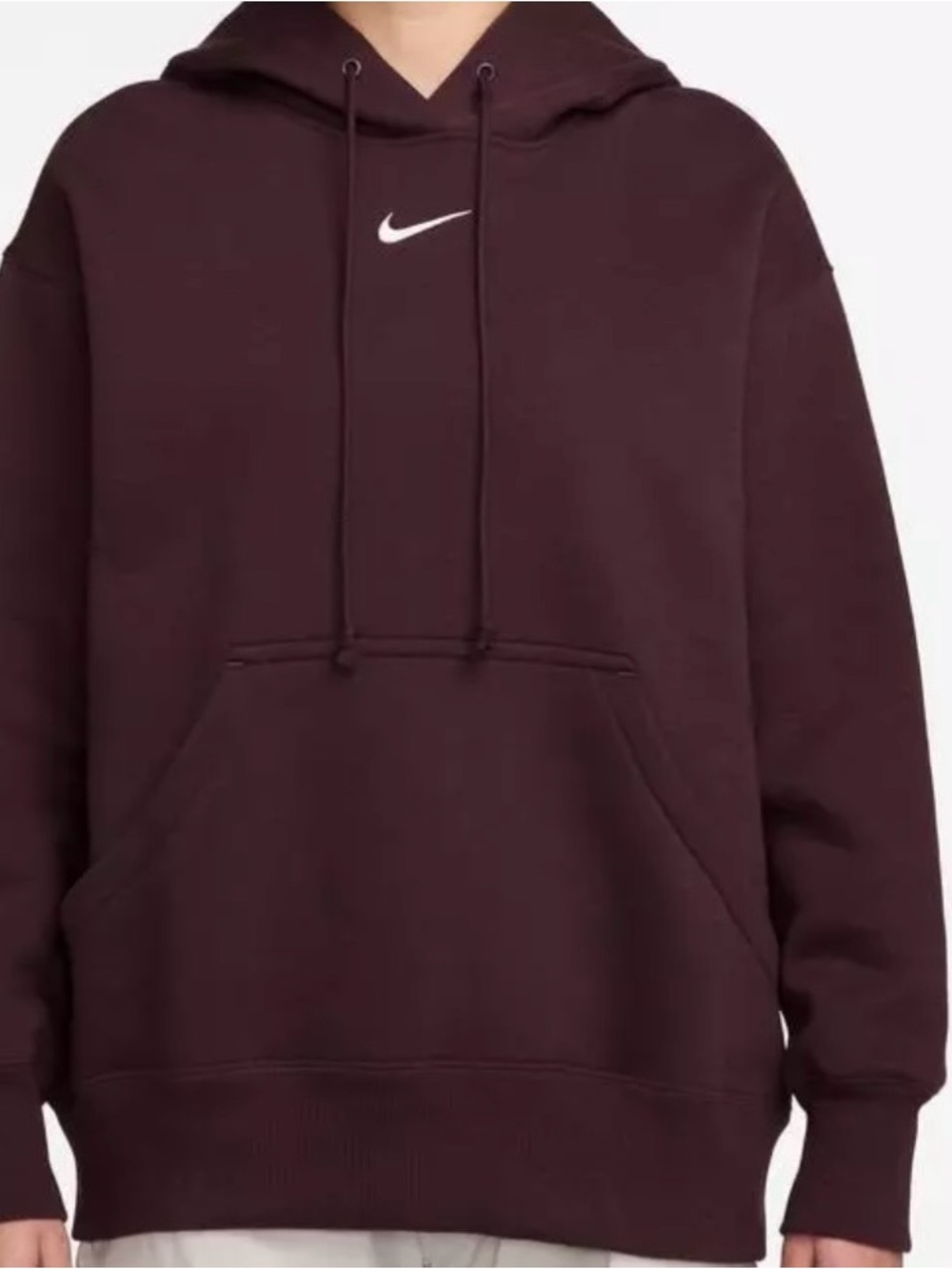 Nike Men's Burgundy Hooded Pullover with White Swoosh
